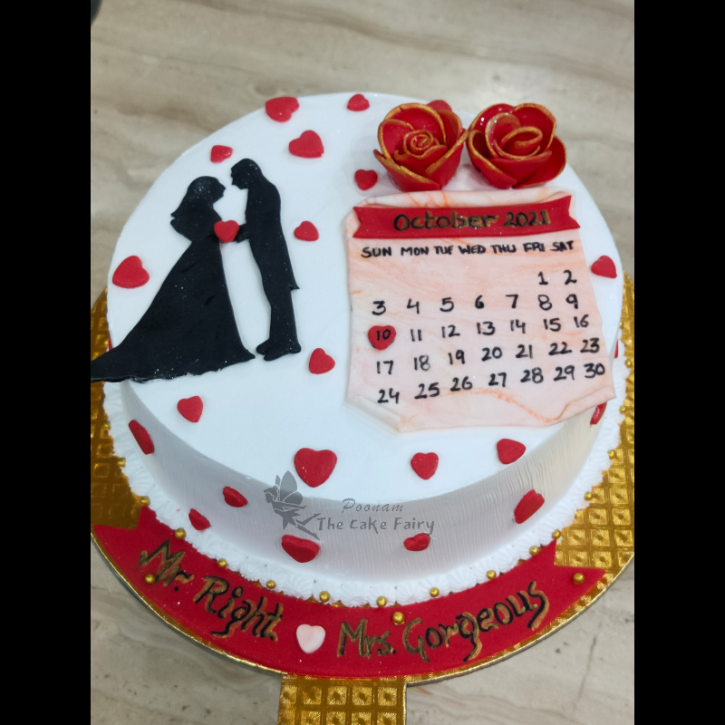 Buy Cake Square Designer Cakes - Cute Couples Anniversary Theme, Mango  Online at Best Price of Rs null - bigbasket