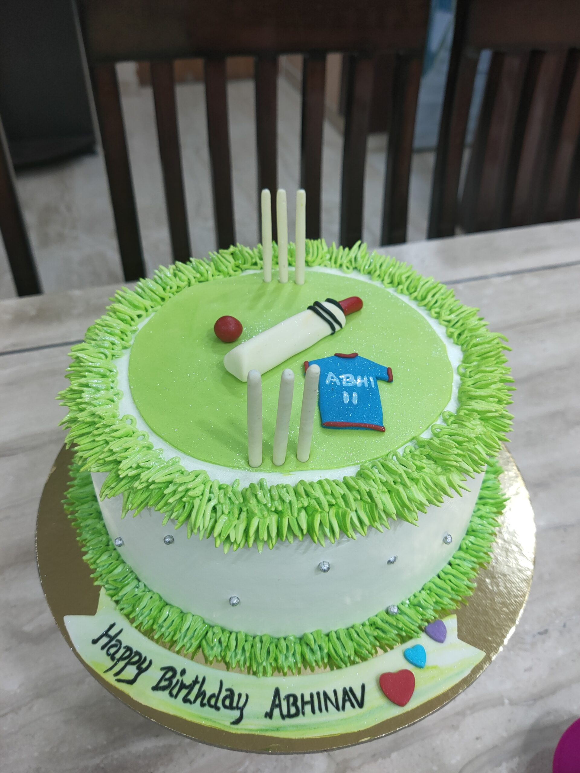 Cricket Theme Cake with Fondant Toppers